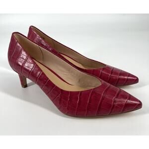 CLARKS Cushion Plus Fuchsia Leather Embossed Laina55 Classic Pump Heels